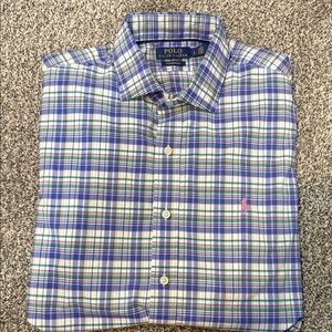 Polo by Ralph Lauren Men's Performance Purple/Blue/Green Plaid Shirt